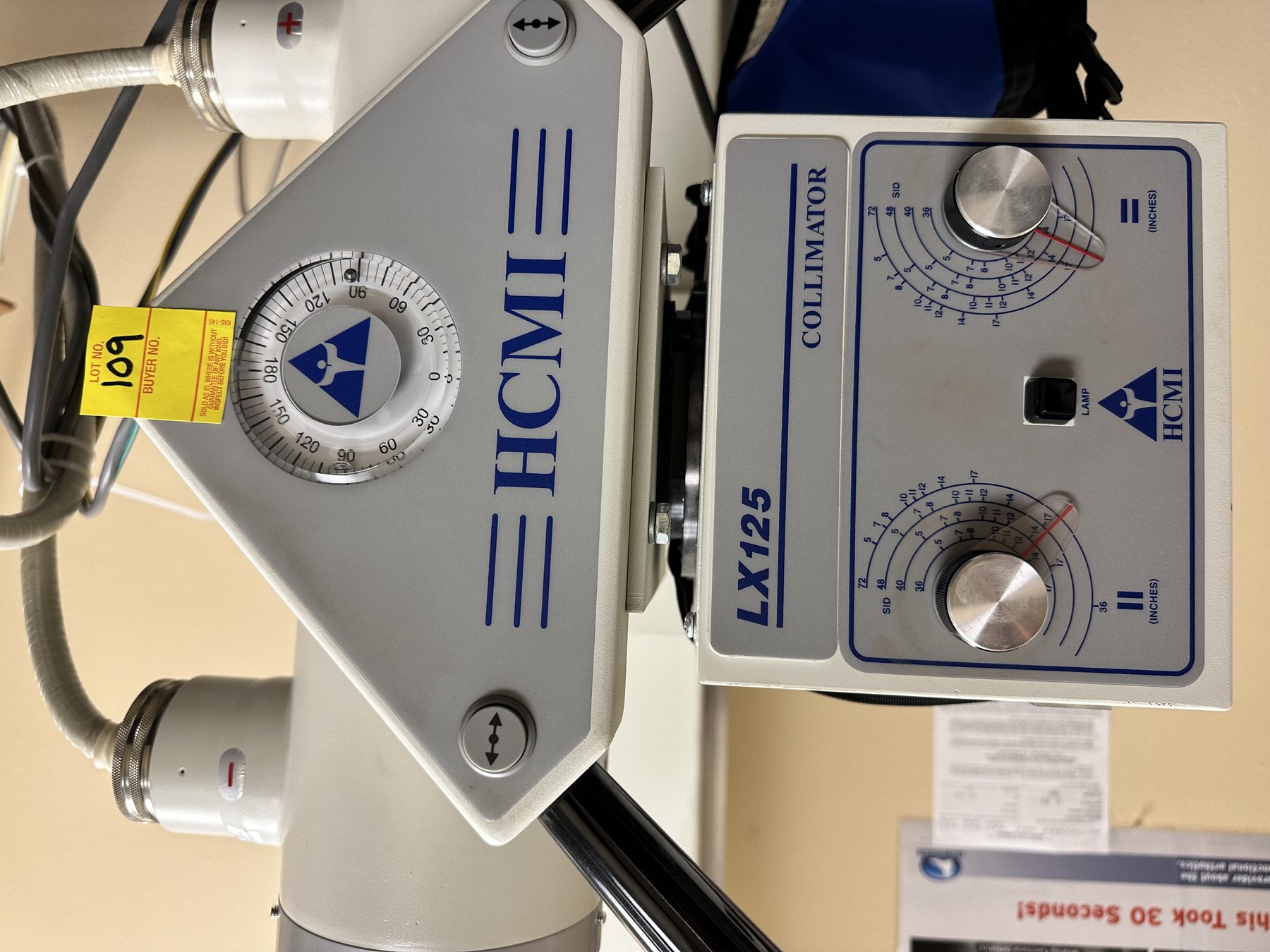 HCMI LX125 collimator on a used radiographic system